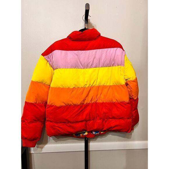 Lego x Target Colorblock Red Sunset Striped 2-in-1 Puffer Jacket / Vest L NWOT - Picture 4 of 9
